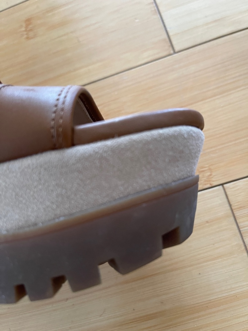 Women Michael Kors Brown Leather Double-Strap Slingback Platform Shoes Sandals 8 - Picture 7 of 11
